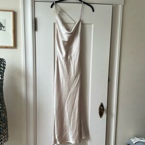 Zara Floral Satin Effect Dress Champagne